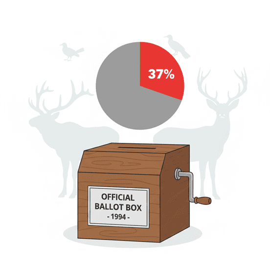 Apathy has consequences. 1994 ballot , Created with Gemini.